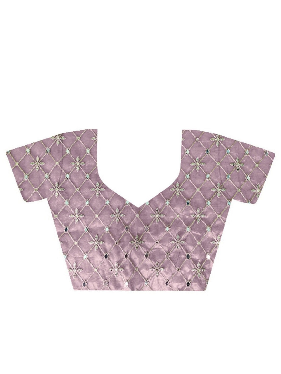 Teeya Creation Lavender Color Silver Tissue Silk Embroidery And Mirror Work Saree | Grocsy