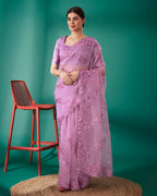 Teeya Creation Pink Color Organza Silk Heavy Sequence And Embroidery Work Saree | Grocsy