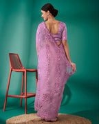 Teeya Creation Pink Color Organza Silk Heavy Sequence And Embroidery Work Saree | Grocsy