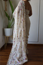 Teeya Creation Off White Color Butterfly Net Heavy Embroidery Work Saree | Grocsy