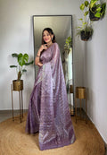 Teeya Creation Lavender Color Zimichhu Silk Heavy Sequence embroidery Work Saree | Grocsy