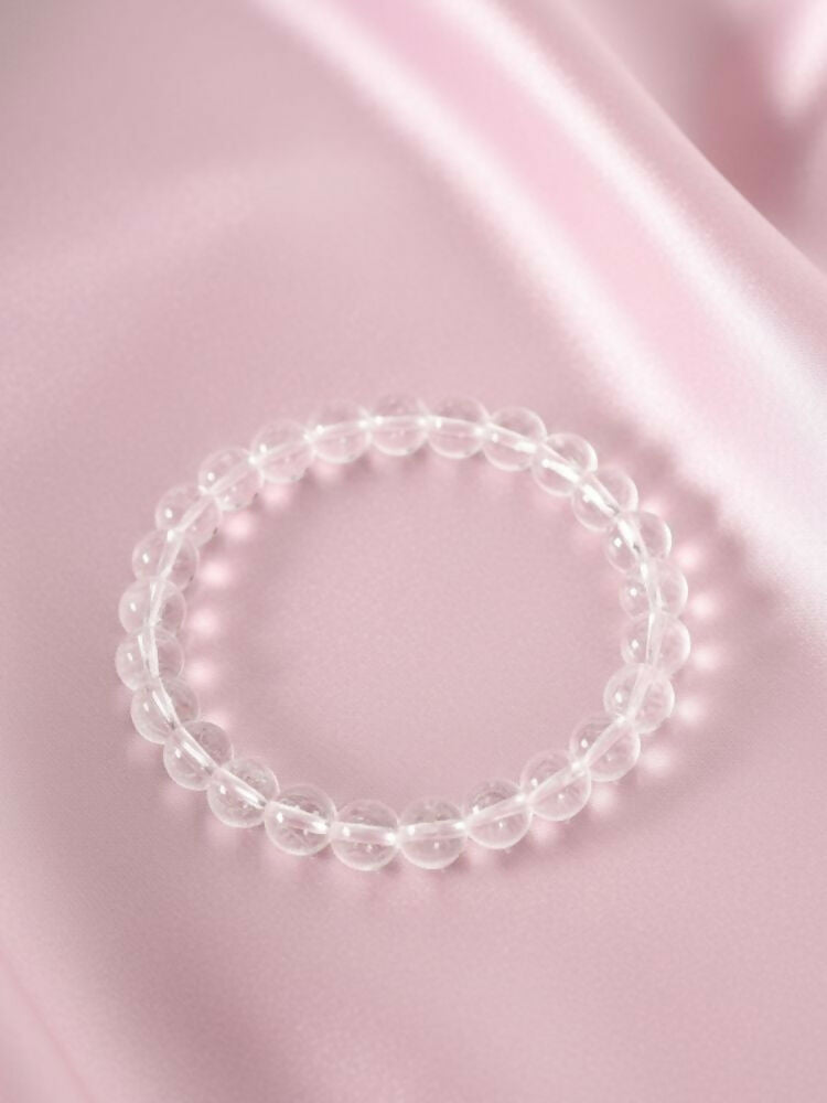 NVR White Crystal Beaded Bracelet for Men & Women | Grocsy