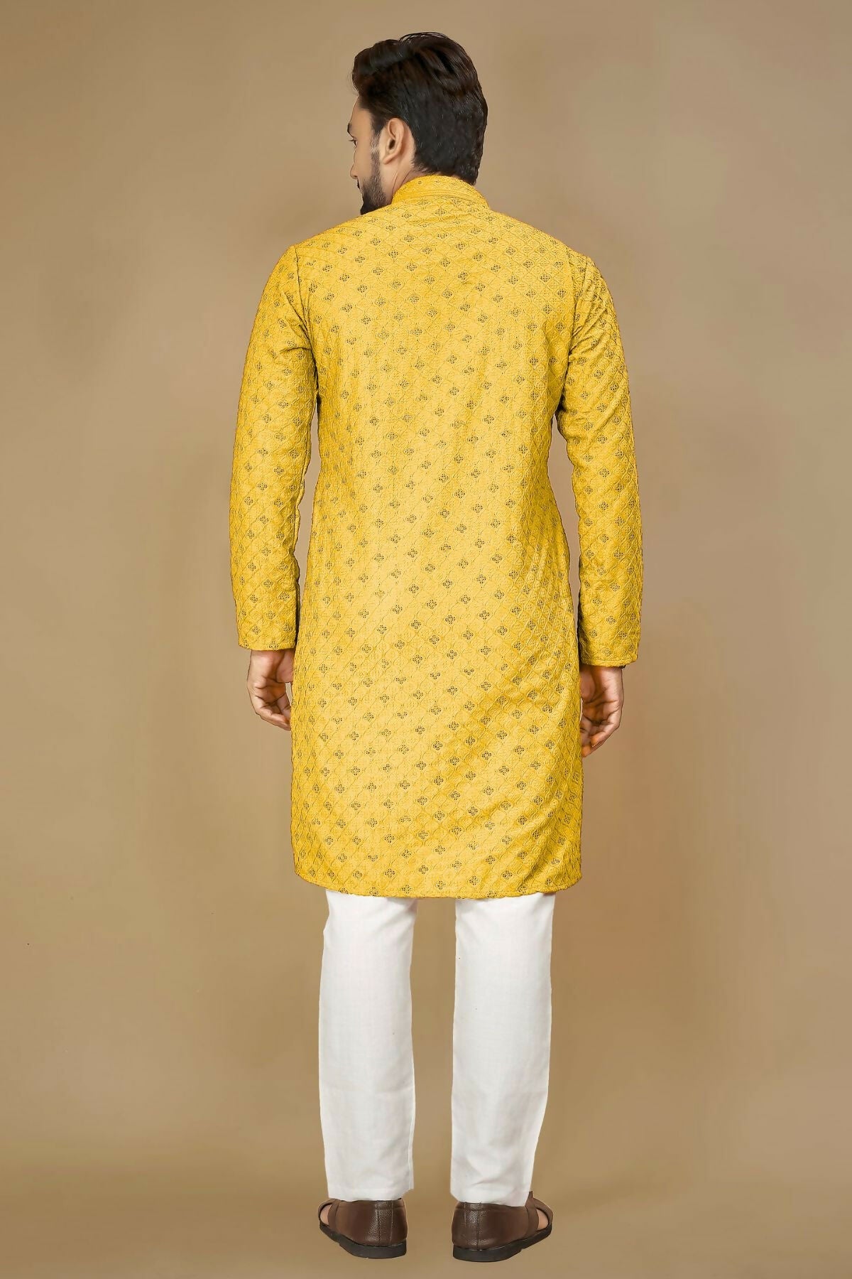 Anaita Yellow Embroidered Rayon Straight Kurta | Grocsy