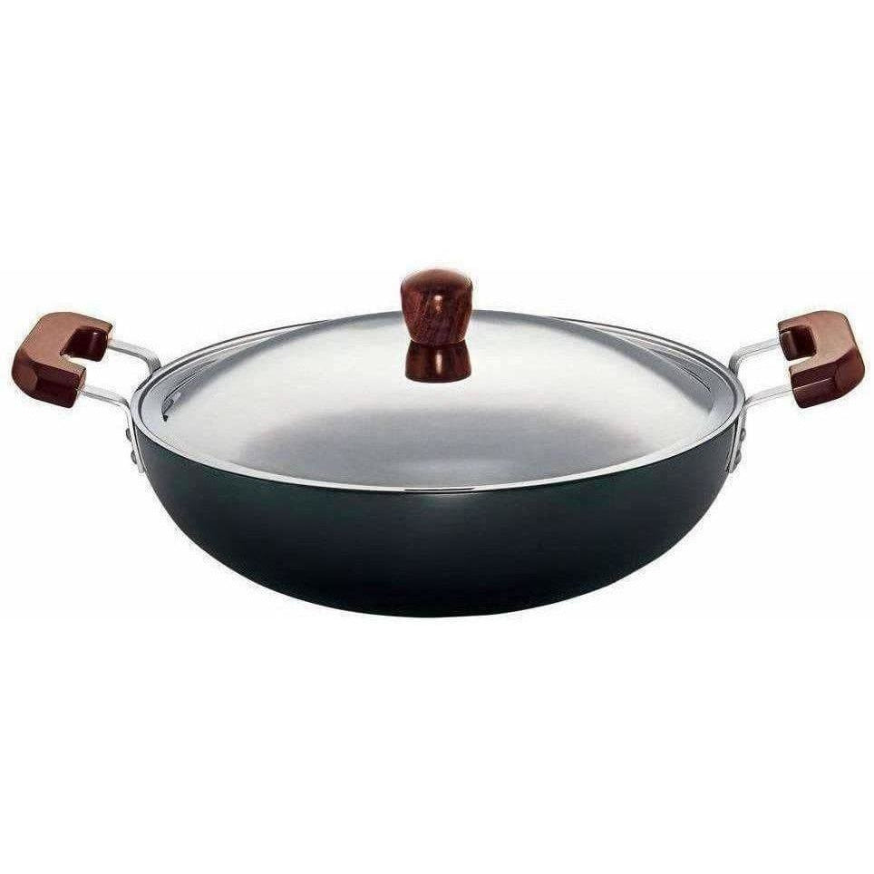 Hawkins Futura Hard Anodised Flat Bottom Deep-Fry Pan with Steel Lid, 7.5 L/36cm | Grocsy