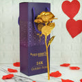 Tied Ribbons Gold-Polished Artificial Rose Flower With Box - Valentine's Day Gifts | Grocsy