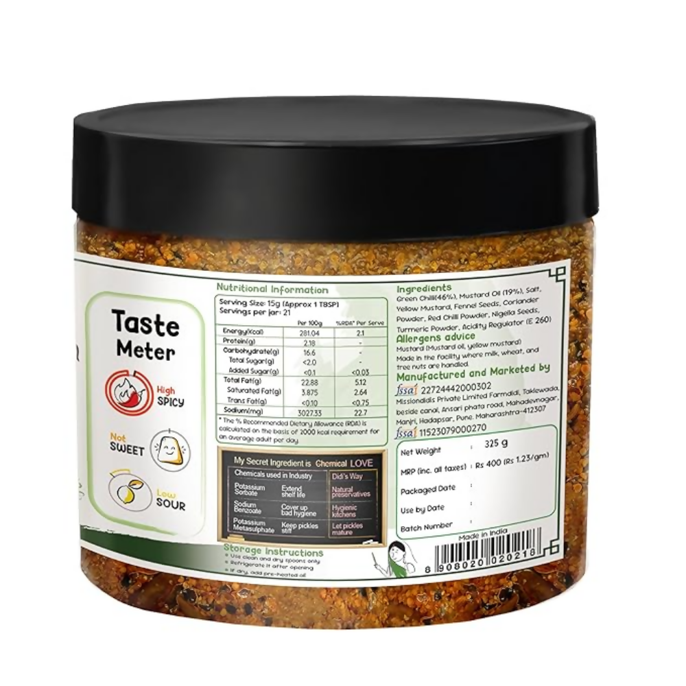FarmDidi Rajasthani Green Chilli Pickle | Grocsy