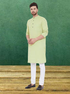 Even Apparels Men's Pure Cotton Green Kurta | Grocsy