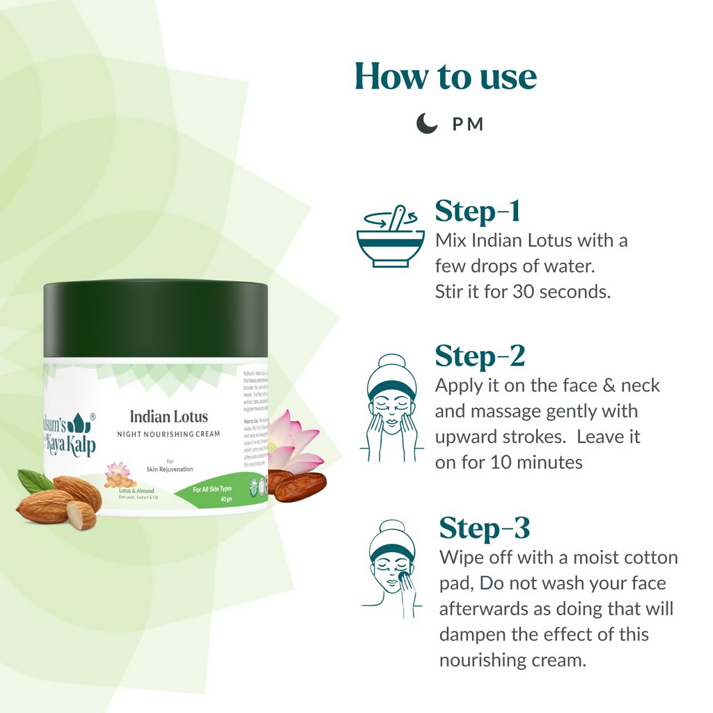 Kulsum's Kaya Kalp Indian Lotus Night Nourishing Cream For Skin Rejuvenation | Grocsy