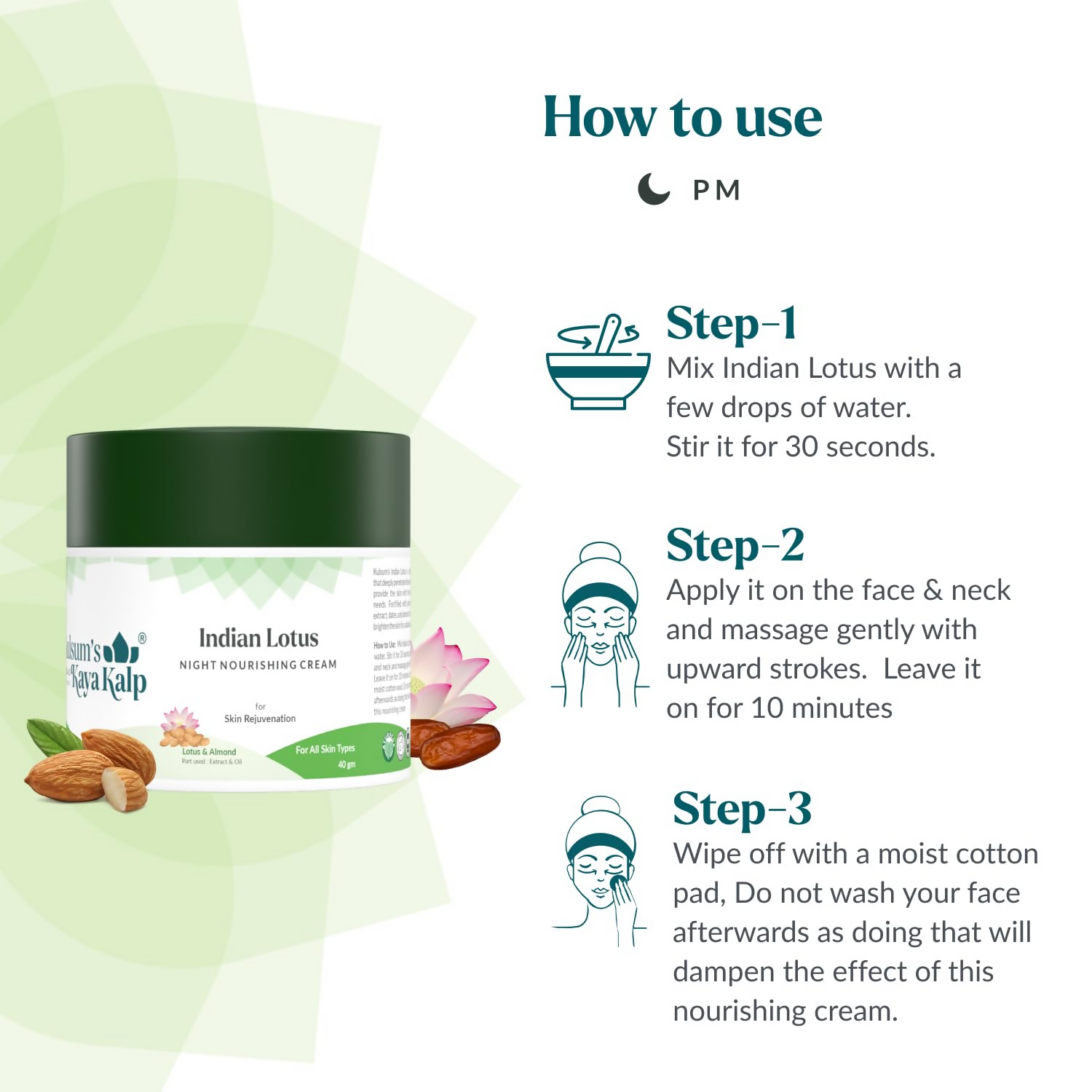 Kulsum's Kaya Kalp Indian Lotus Night Nourishing Cream For Skin Rejuvenation | Grocsy