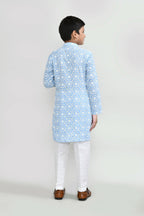 Joban Fashion Cotton Sky blue Kurta With Straight Fit Pant | Grocsy