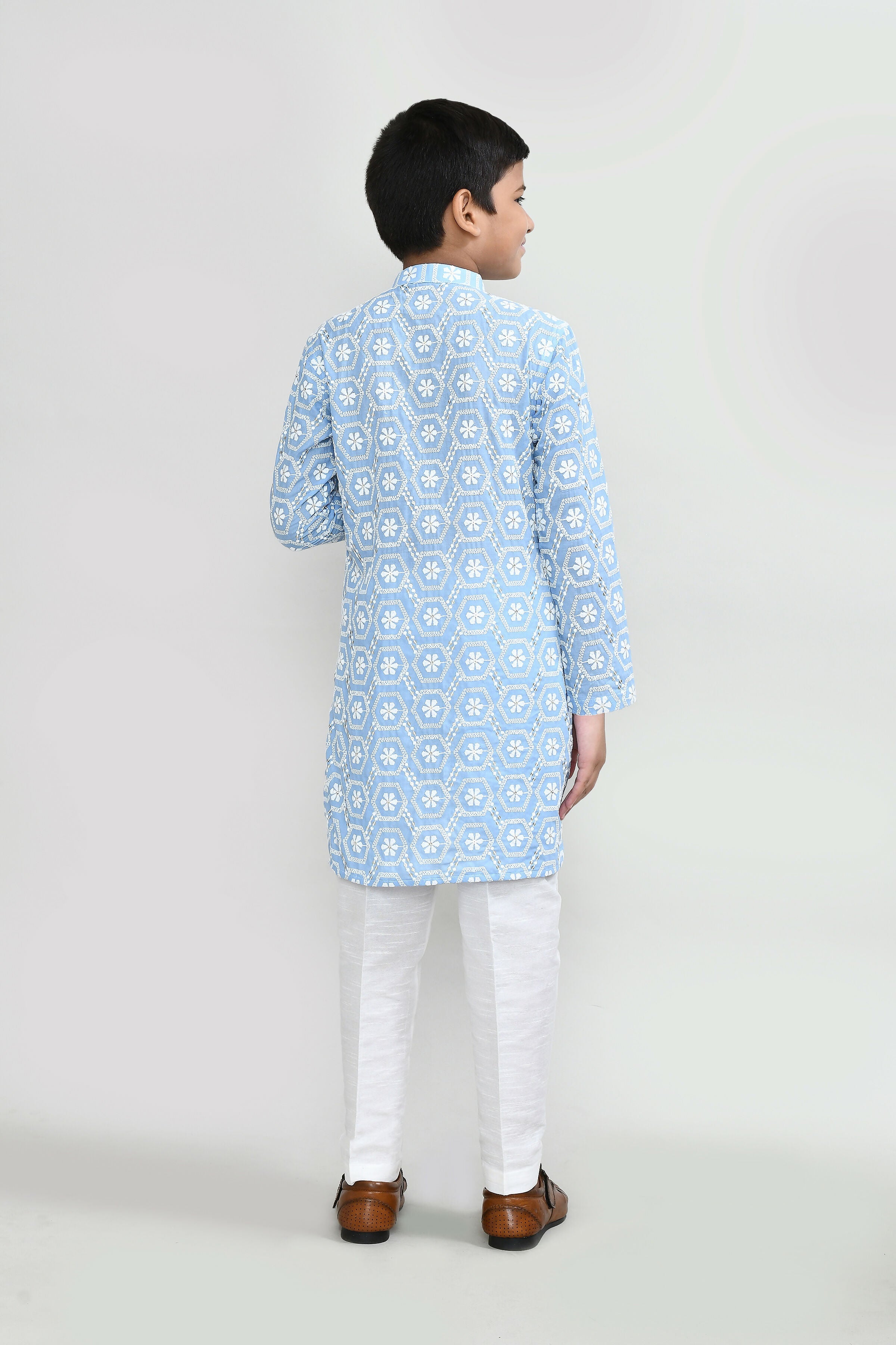 Joban Fashion Cotton Sky blue Kurta With Straight Fit Pant | Grocsy