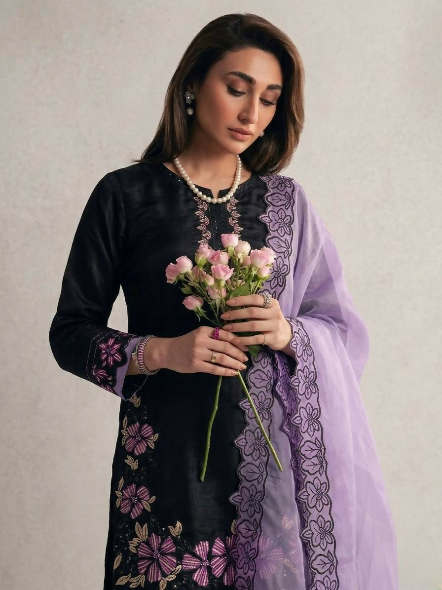 Teeya Creation Women's Fancy Stylish Heavy Embroidery Sequence Work With Rivet Moti Work Lavender Kurta Set | Grocsy