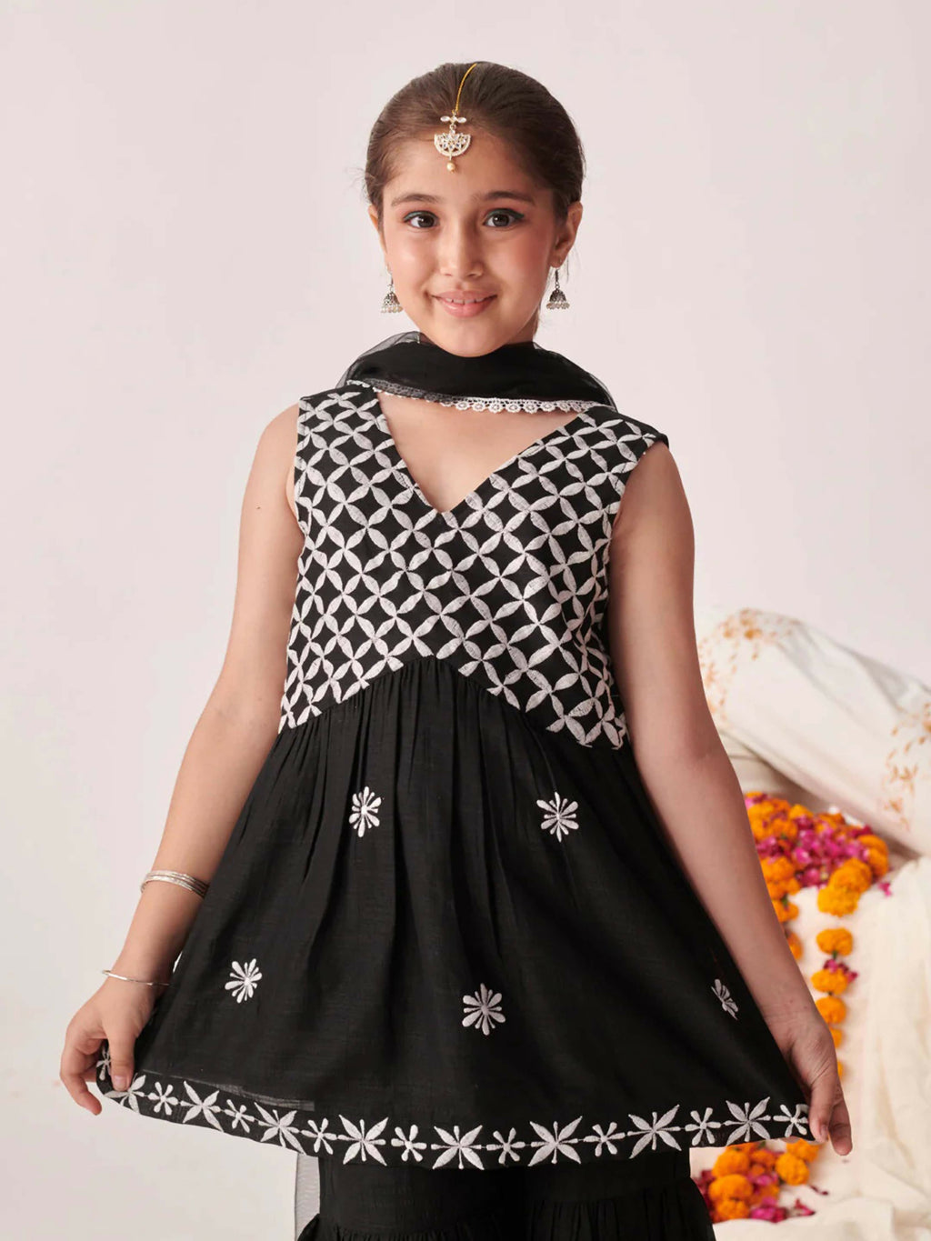 Joban Fashion Girl's Black Color Sharara Set | Grocsy