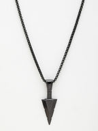 NVR Men's Black Rhodium-Plated Arrow-Shaped Pendant With Chain | Grocsy