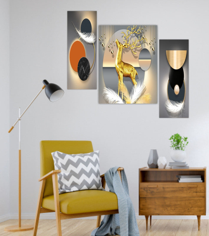 Tehzeeb Creations Set Of 3 Digital Wall Painting | Grocsy