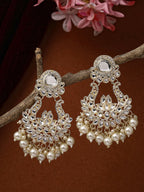 NVR Women Gold-Polished Kundan Chandbali Earrings | Grocsy