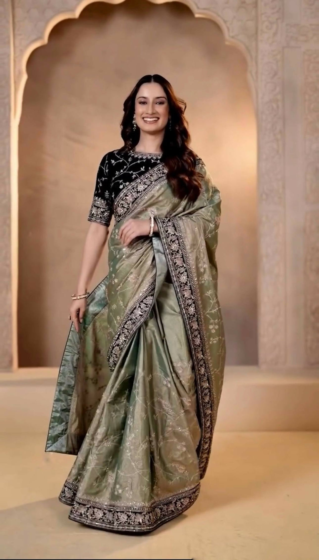 Joban Fashion Mehndi Soft Mocha Silk Party Wear Sarees | Grocsy