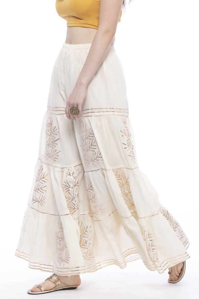 Mominos Fashion Cotton Off White Gotta Work Sharara For Girls | Grocsy