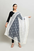 Joban Fashion White Cotton Embroidery Work Pakistani Karanchi Dupatta | Grocsy