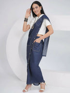 Joban Fashion Off White Cotton Denim Skirt Drape With Top | Grocsy
