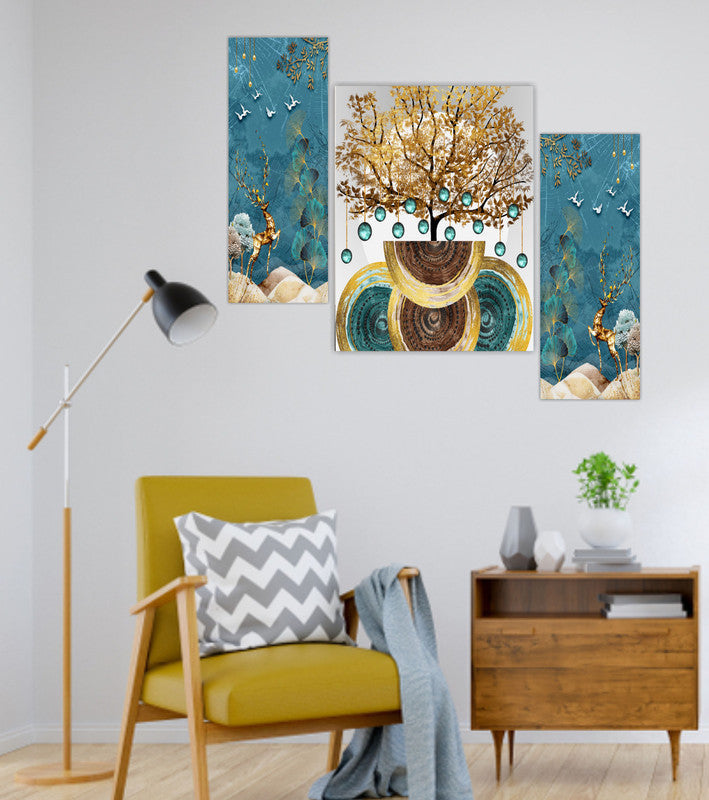 Tehzeeb Creations Set Of 3 Digital Wall Painting | Grocsy
