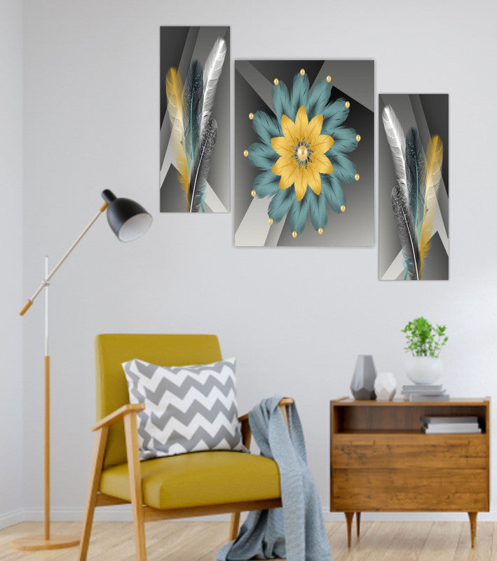 Tehzeeb Creations Set Of 3 Digital Wall Painting | Grocsy
