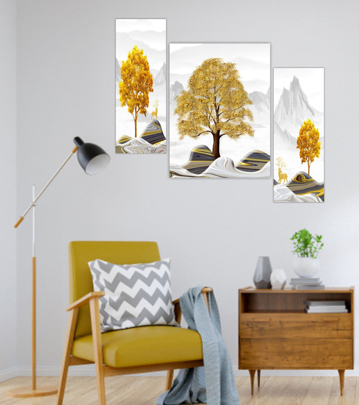 Tehzeeb Creations Set Of 3 Digital Wall Painting | Grocsy