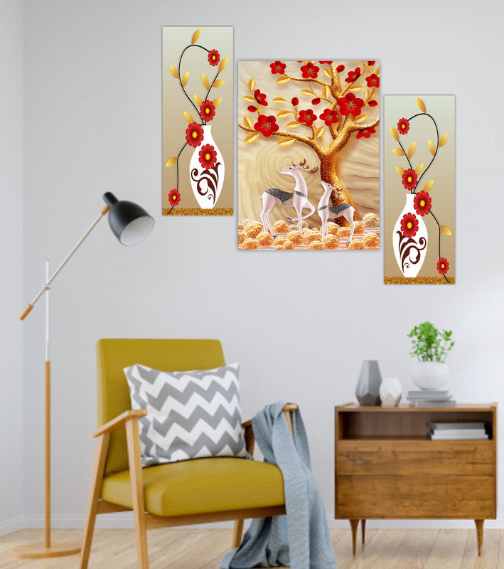 Tehzeeb Creations Set Of 3 Digital Wall Painting | Grocsy