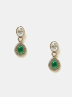 Ruby Raang Green Stone Kundan Work Necklace And Matching Earrings | Grocsy
