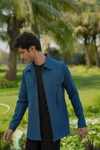 Sleek Teal Blue Shacket by Hilo Design | Grocsy