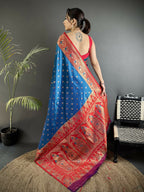 Joban Fashion Blue Intricate Motifs Soft Silk Banarasi Saree | Grocsy