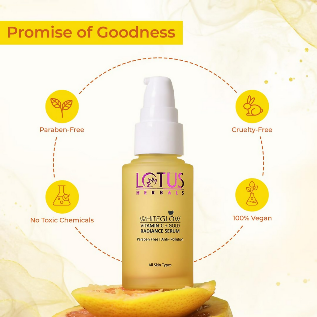 Lotus Herbals WhiteGlow Vitamin C and Gold Radiance Face Serum | Grocsy