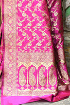Joban Fashion Pink Soft Pure Handloom Banarasi Silk Saree | Grocsy