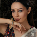 Kundan and Pearl Studded Bangle (Gold) - Ruby Raang