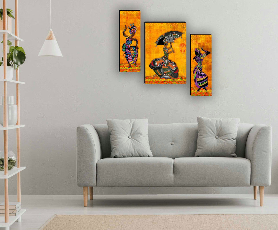 Tehzeeb Creations Set Of 3 Digital Wall Painting | Grocsy