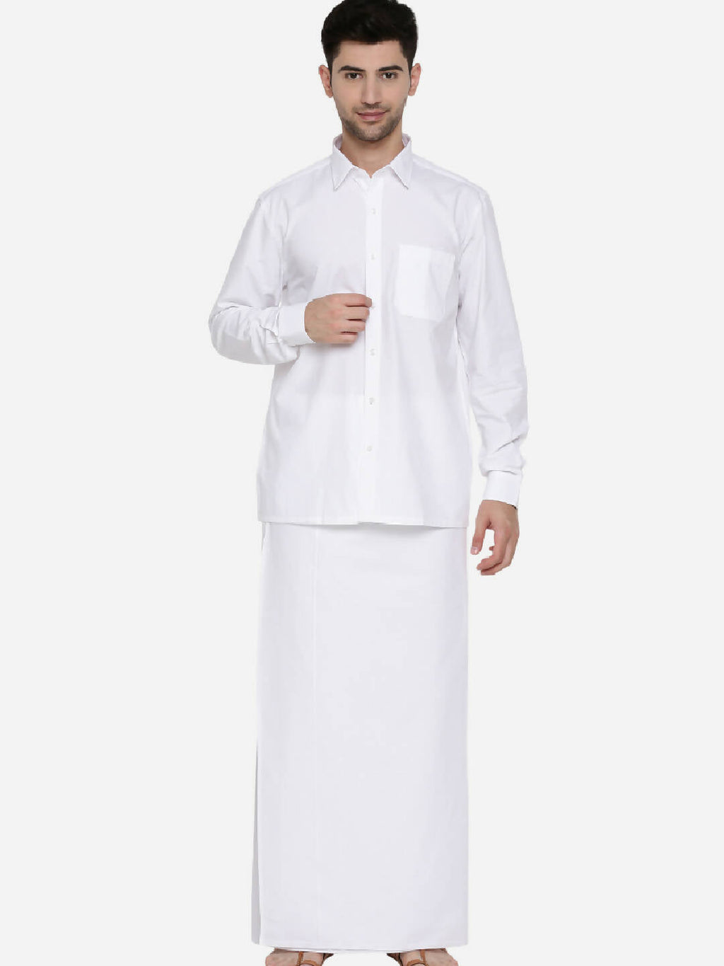 Ramraj Cotton Mens Full Sleeve Formal Poly Cotton White Shirt | Grocsy