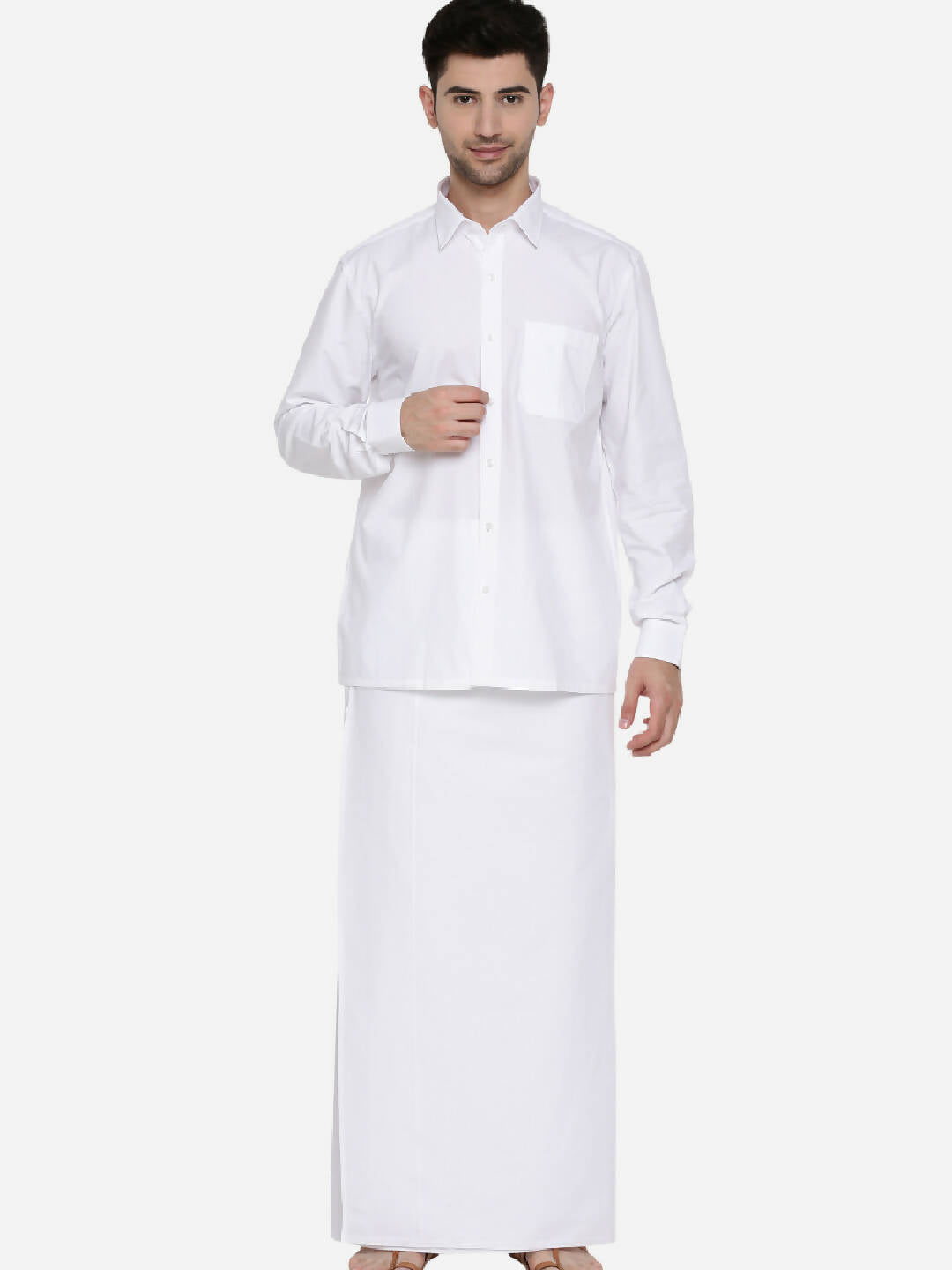 Ramraj Cotton Mens Full Sleeve Formal Poly Cotton White Shirt | Grocsy