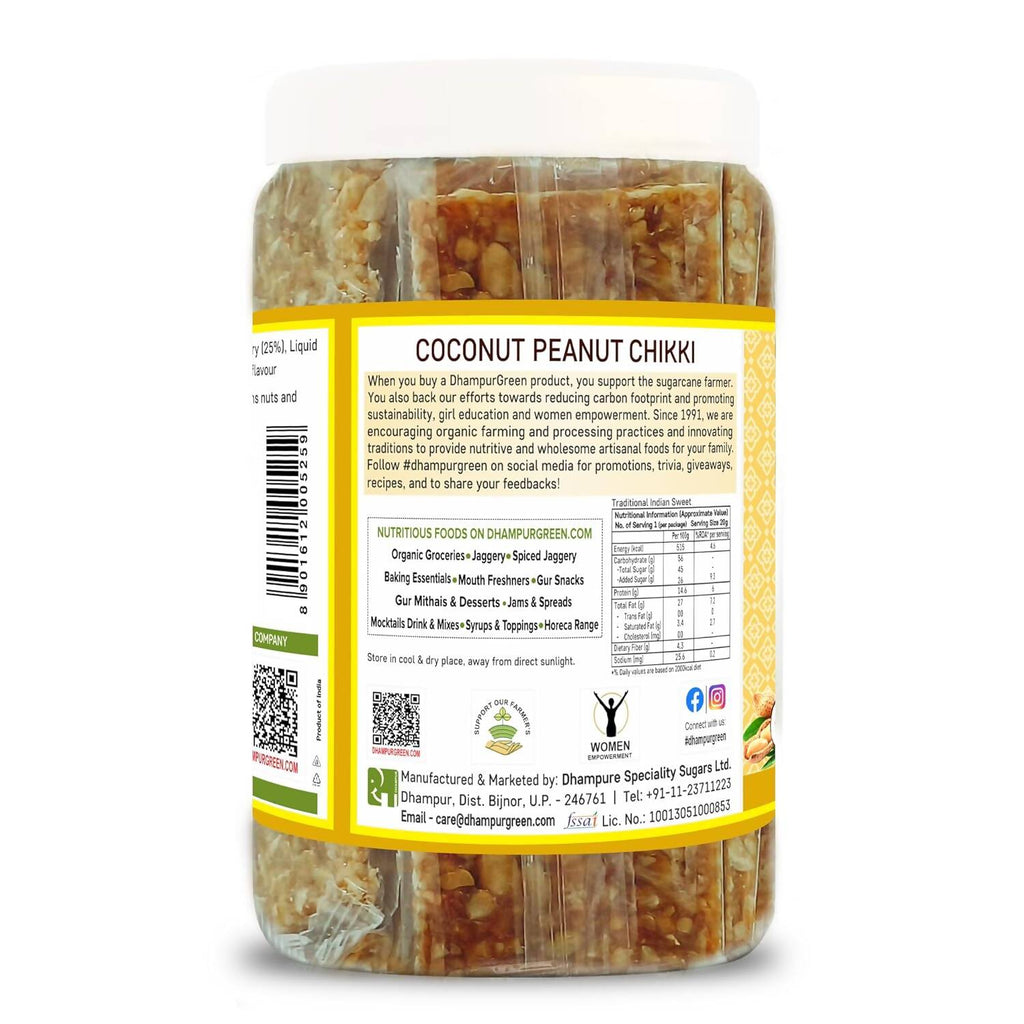 Dhampur Green Coconut Peanut Chikki | Grocsy