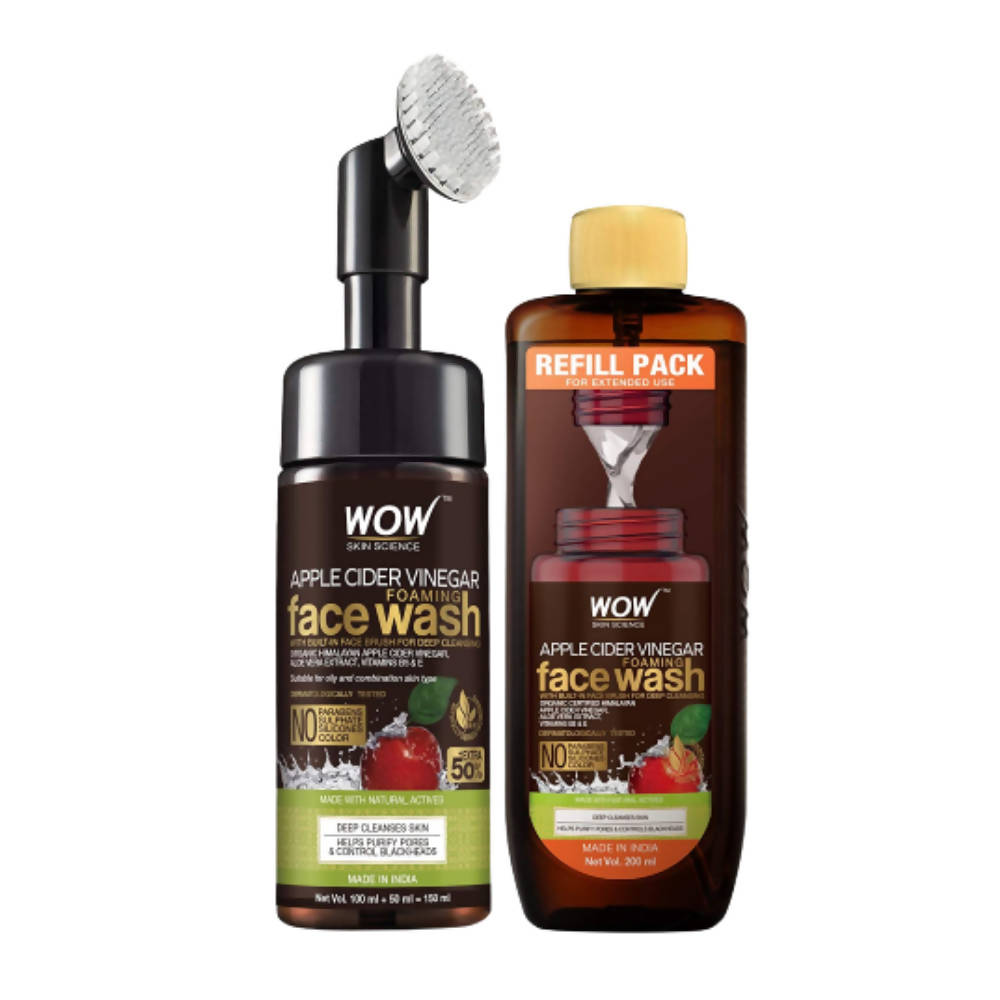 Wow Skin Science Apple Cider Vinegar Foaming Face Wash Combo | Grocsy