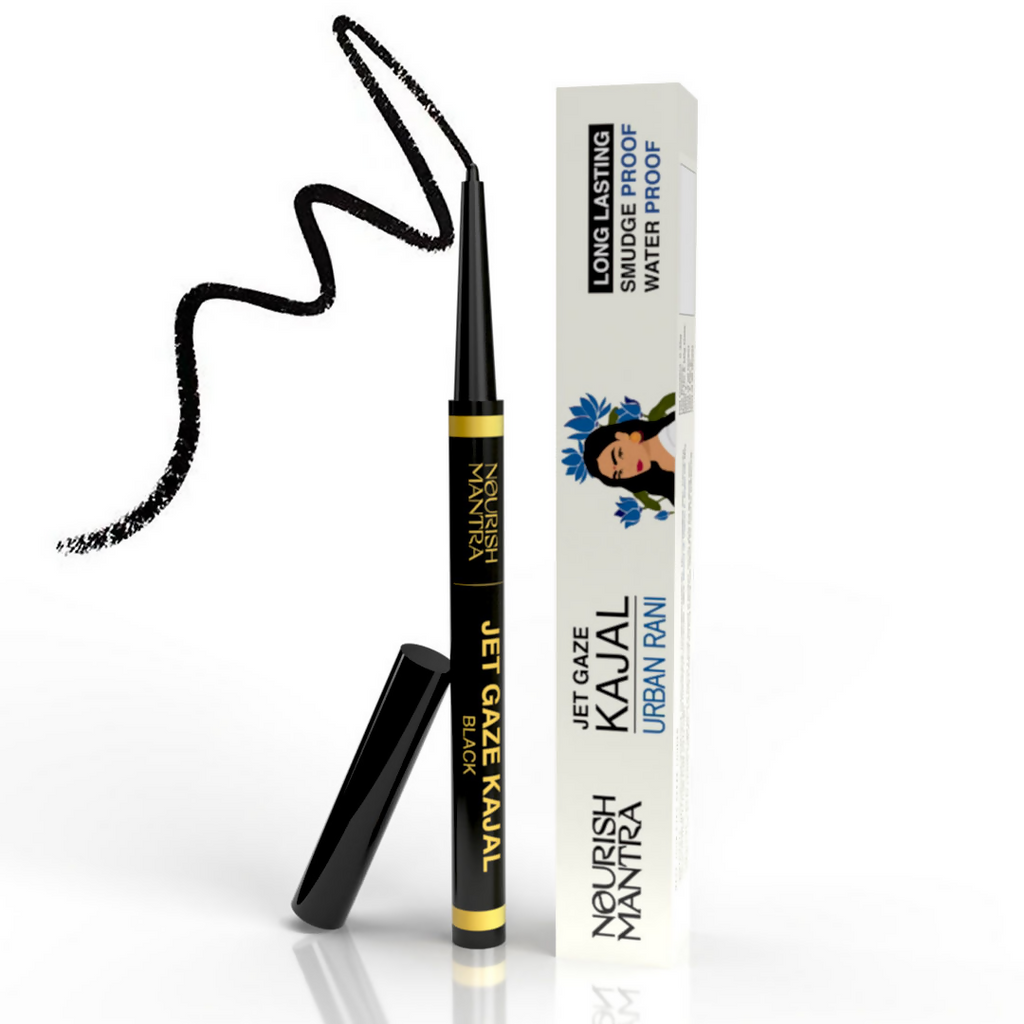 Nourish Mantra Jet Gaze Kajal Urban Rani - Black with Almond Oil & Vitamin E | Grocsy
