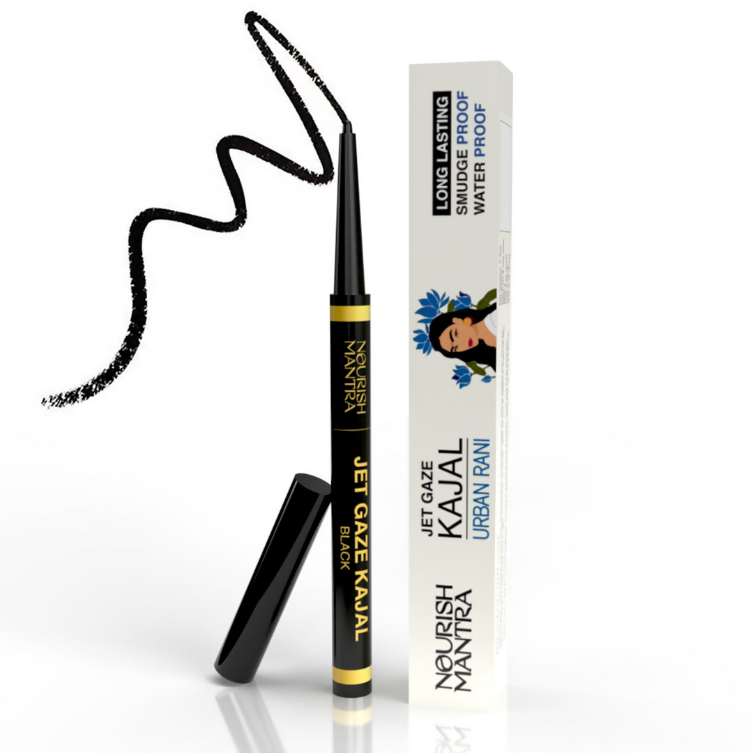 Nourish Mantra Jet Gaze Kajal Urban Rani - Black with Almond Oil & Vitamin E | Grocsy