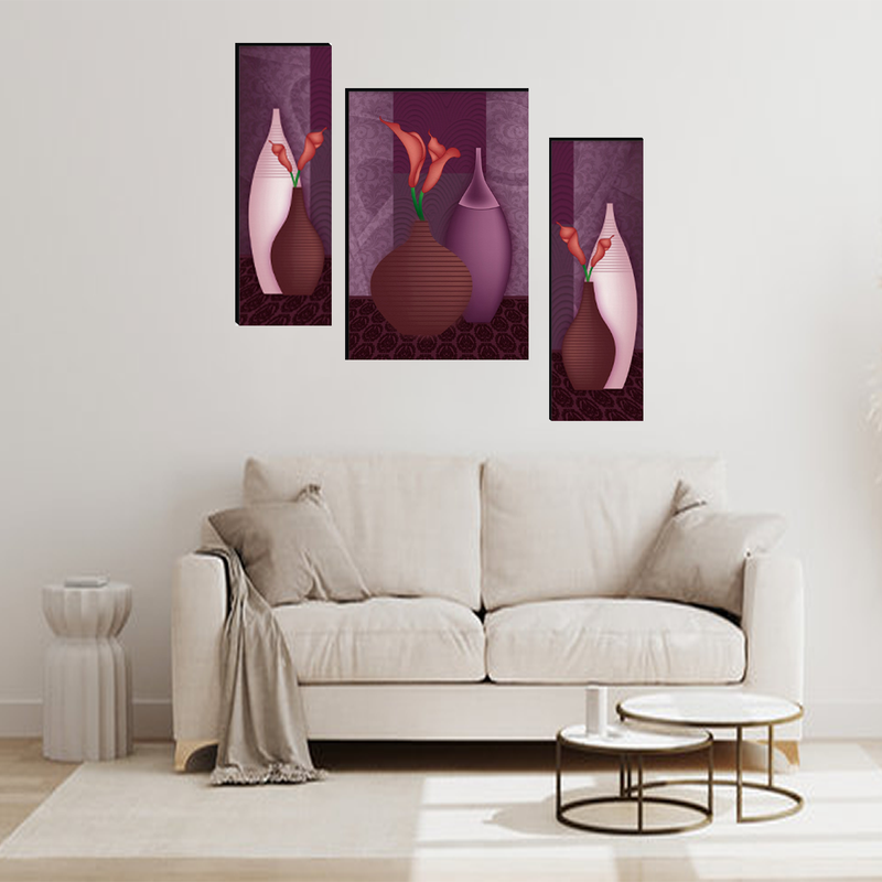 Tehzeeb Creations Set Of 3 Digital Wall Painting | Grocsy