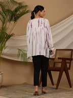 Juniper Women's Lavender Mirror Embroidered Rayon Crepe Tie-Dye Tunic With Tassels | Grocsy