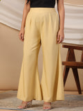 Juniper Beige Modal Rayon Women Partially Elasticated Bell Bottom Pants With Single Side Pocket | Grocsy