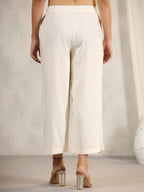 Juniper Women's Ivory Stripped Modal Rayon Women Pants With Single Side Pockets & Drawstring | Grocsy