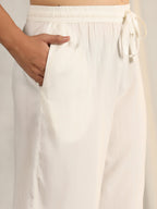 Juniper Women's Ivory Stripped Modal Rayon Women Pants With Single Side Pockets & Drawstring | Grocsy