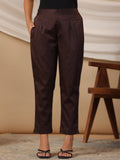 Juniper Brown Solid Lycra Women Drawstring Pants With Single Side Pocket | Grocsy