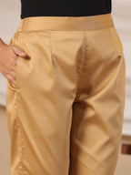 Juniper Gold Solid Lycra Women Drawstring Pants With Single Side Pocket | Grocsy