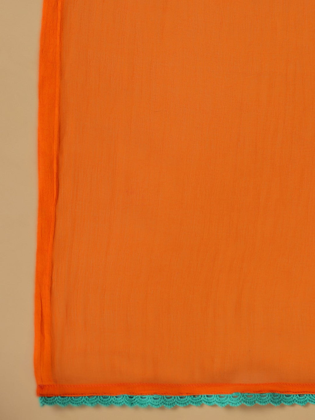 Juniper The Ornamental Bloom Orange Floral Print Kalidar Rayon Slub Kurta Pant & Dupatta Set With 3D Beads | Grocsy