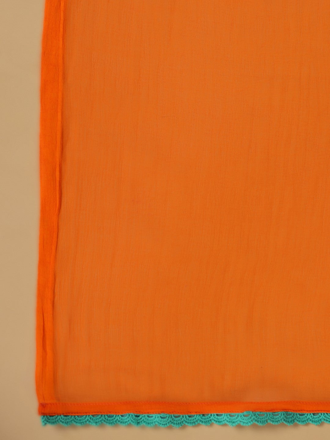Juniper The Ornamental Bloom Orange Floral Print Kalidar Rayon Slub Kurta Pant & Dupatta Set With 3D Beads | Grocsy